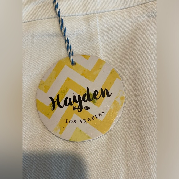 NWT lace up white denim skirt by Hayden  fringe skirt | festival wear Size M - Picture 9 of 9